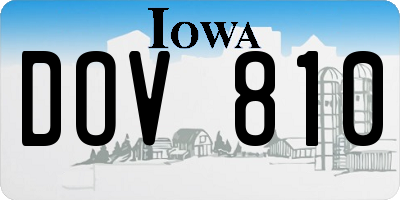 IA license plate DOV810