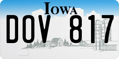 IA license plate DOV817