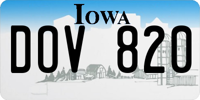 IA license plate DOV820