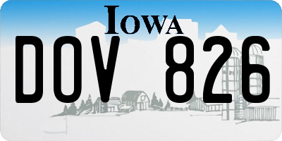 IA license plate DOV826