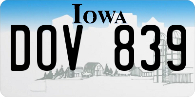 IA license plate DOV839