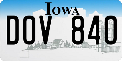 IA license plate DOV840