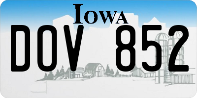 IA license plate DOV852