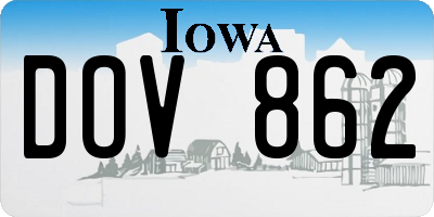 IA license plate DOV862