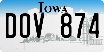 IA license plate DOV874