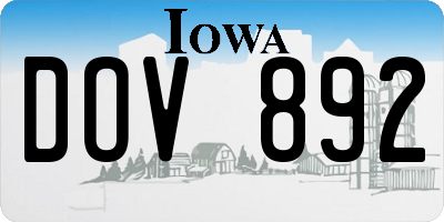 IA license plate DOV892