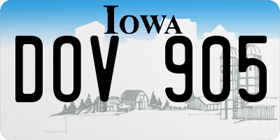 IA license plate DOV905