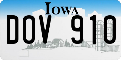 IA license plate DOV910