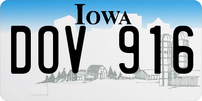 IA license plate DOV916