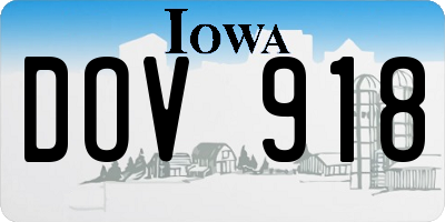 IA license plate DOV918