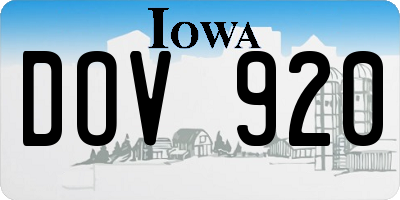 IA license plate DOV920