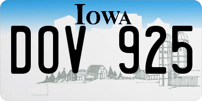 IA license plate DOV925