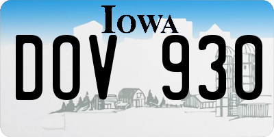 IA license plate DOV930