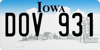 IA license plate DOV931