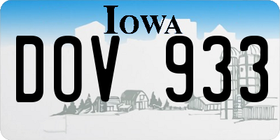 IA license plate DOV933