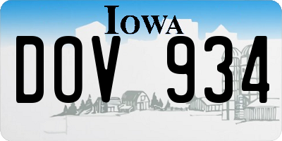 IA license plate DOV934