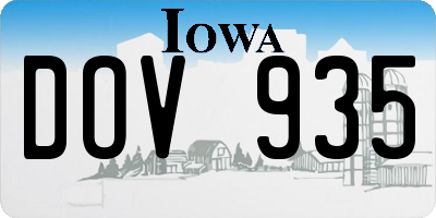 IA license plate DOV935