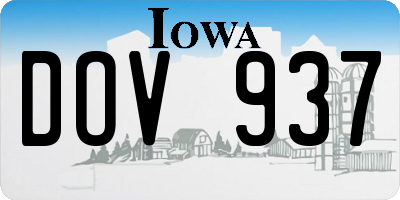 IA license plate DOV937