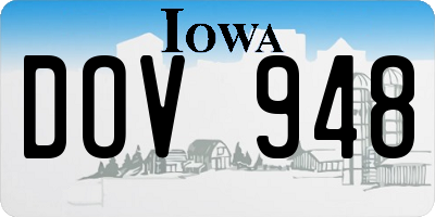 IA license plate DOV948