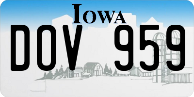 IA license plate DOV959