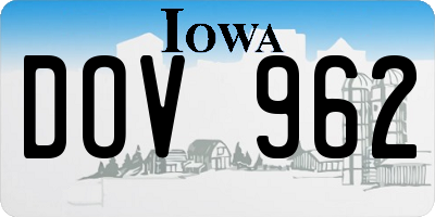 IA license plate DOV962