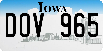 IA license plate DOV965