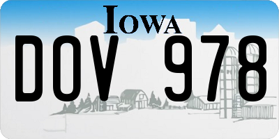 IA license plate DOV978