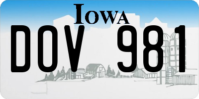 IA license plate DOV981