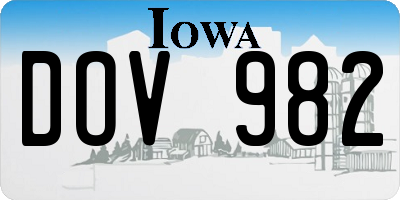 IA license plate DOV982