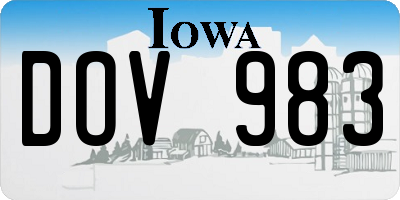 IA license plate DOV983