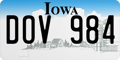 IA license plate DOV984