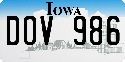 IA license plate DOV986