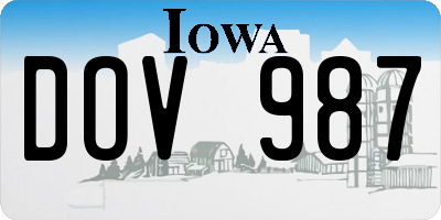 IA license plate DOV987