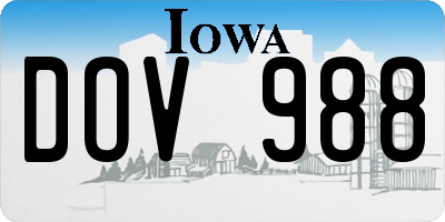 IA license plate DOV988