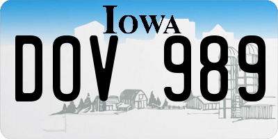 IA license plate DOV989