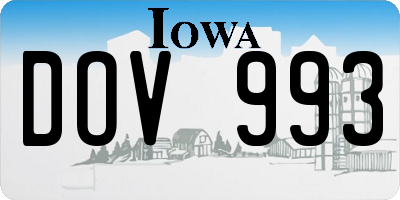 IA license plate DOV993