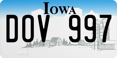 IA license plate DOV997