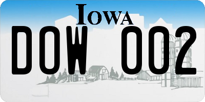 IA license plate DOW002