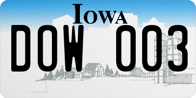 IA license plate DOW003