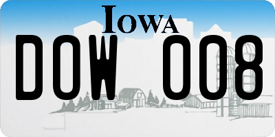 IA license plate DOW008