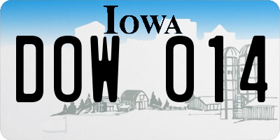 IA license plate DOW014