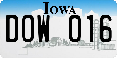 IA license plate DOW016