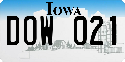 IA license plate DOW021