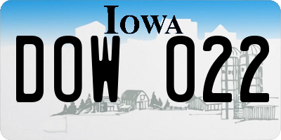 IA license plate DOW022