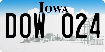 IA license plate DOW024