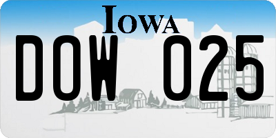 IA license plate DOW025