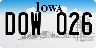 IA license plate DOW026