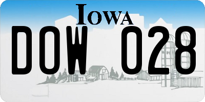 IA license plate DOW028