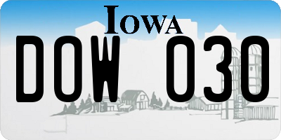 IA license plate DOW030