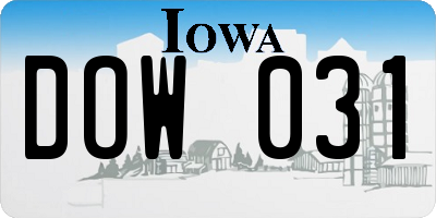 IA license plate DOW031